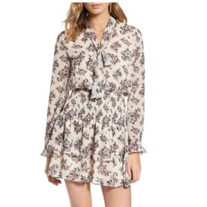 Nordstrom Mood River Floral Print Tie Neck Dress